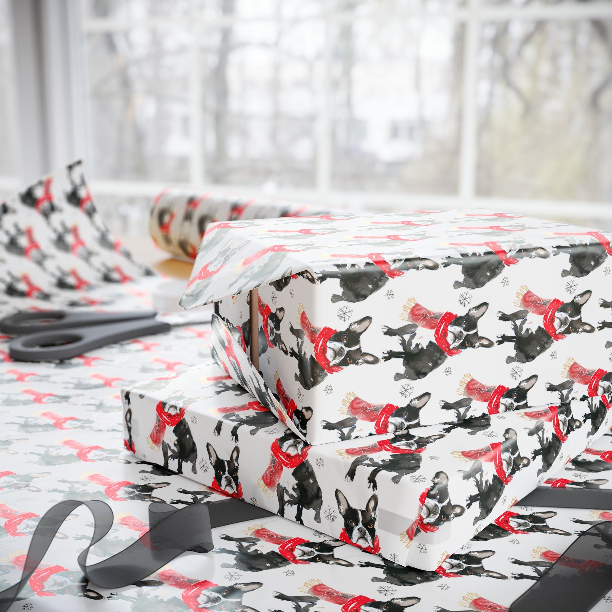Boston Terrier Holiday Wrap