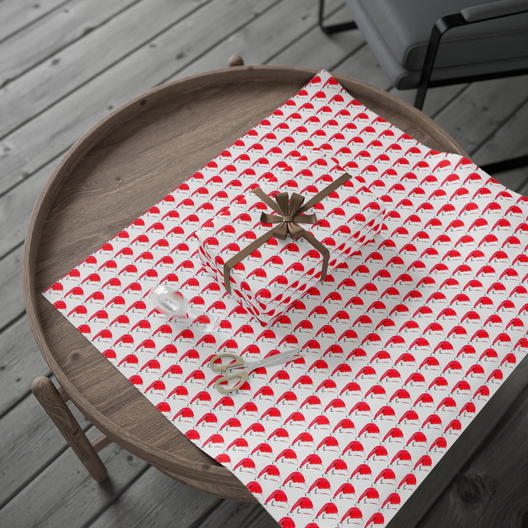 Watercolor Santa Hat Holiday Wrap