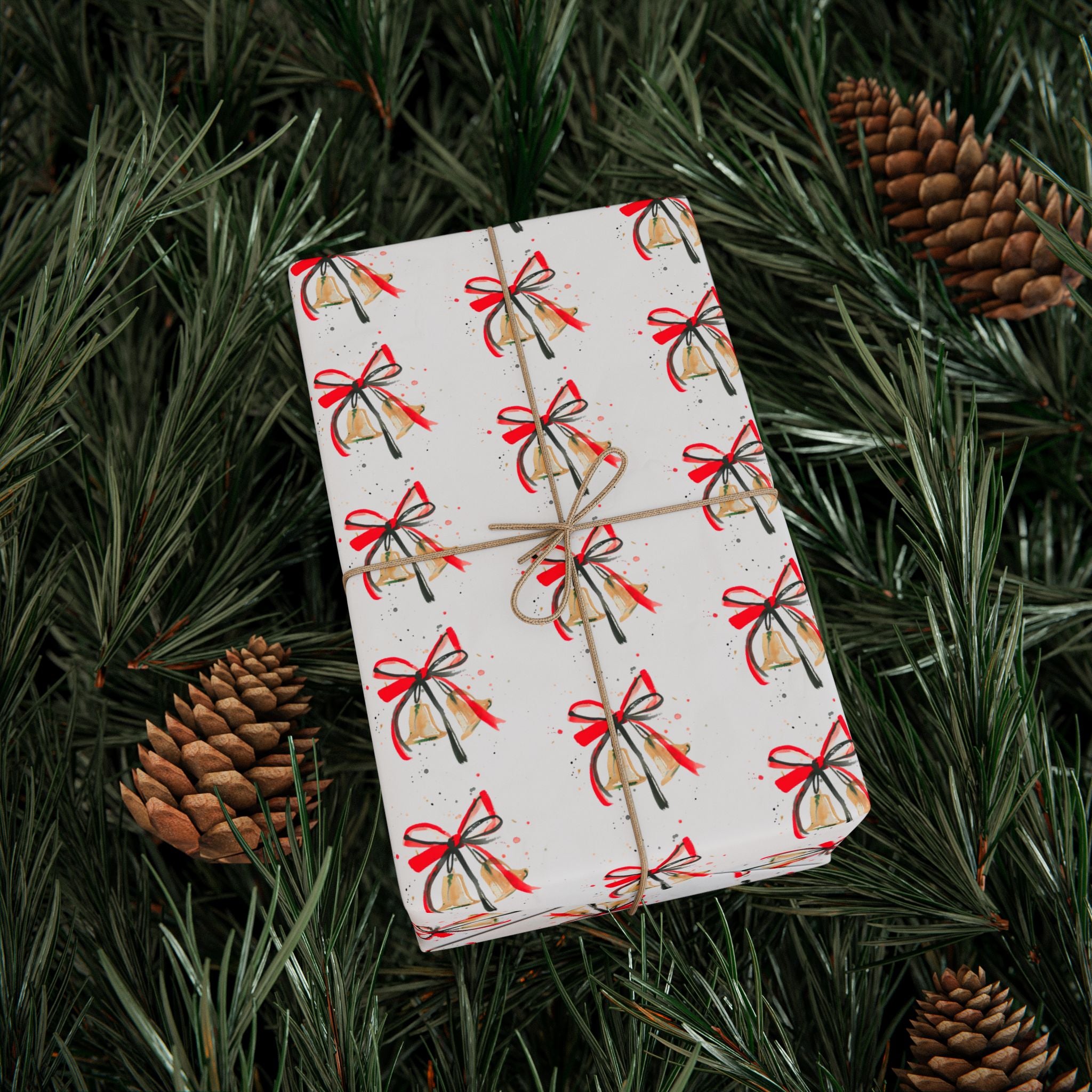 Watercolor Bells Holiday Wrap