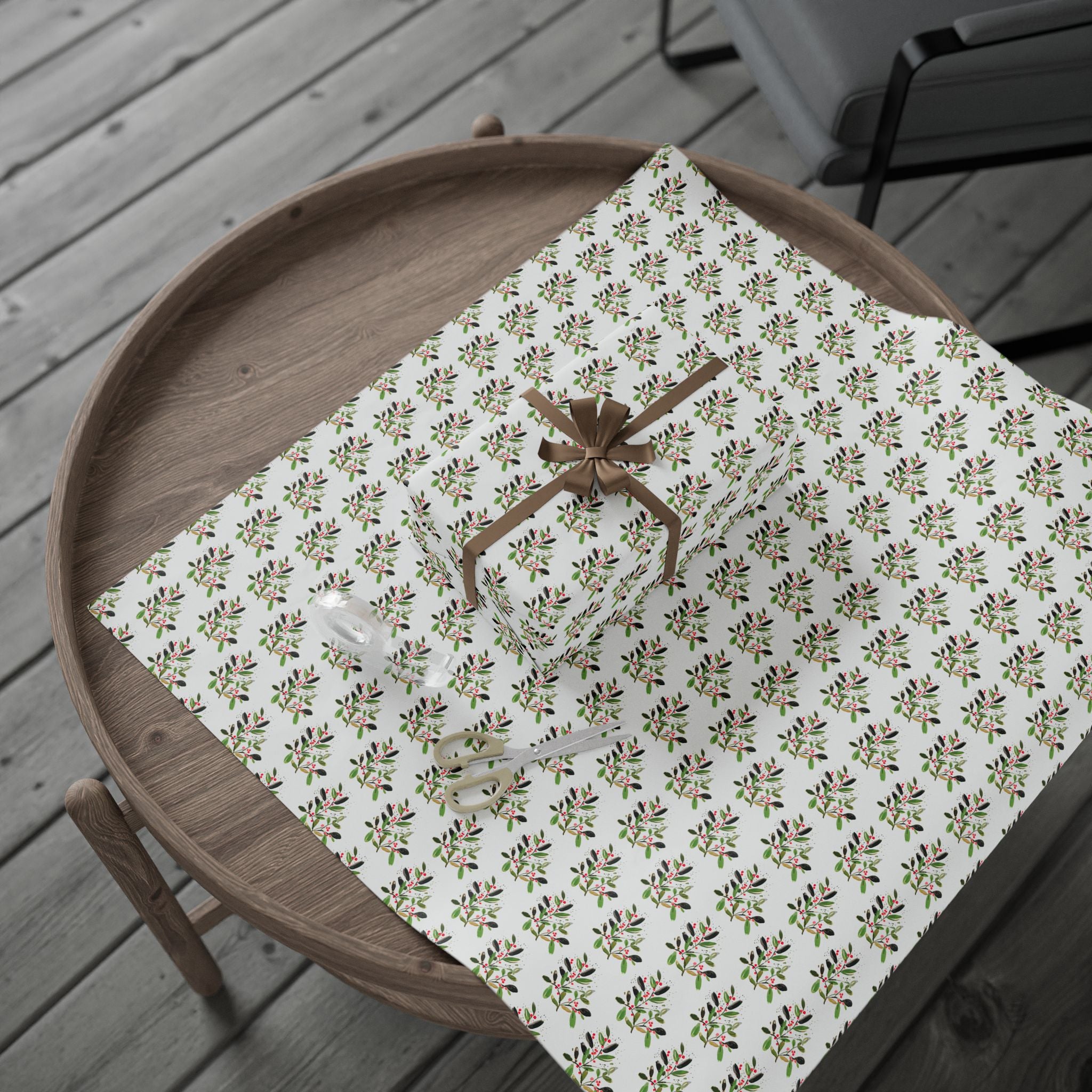 Watercolor Mistletoe Holiday Wrap