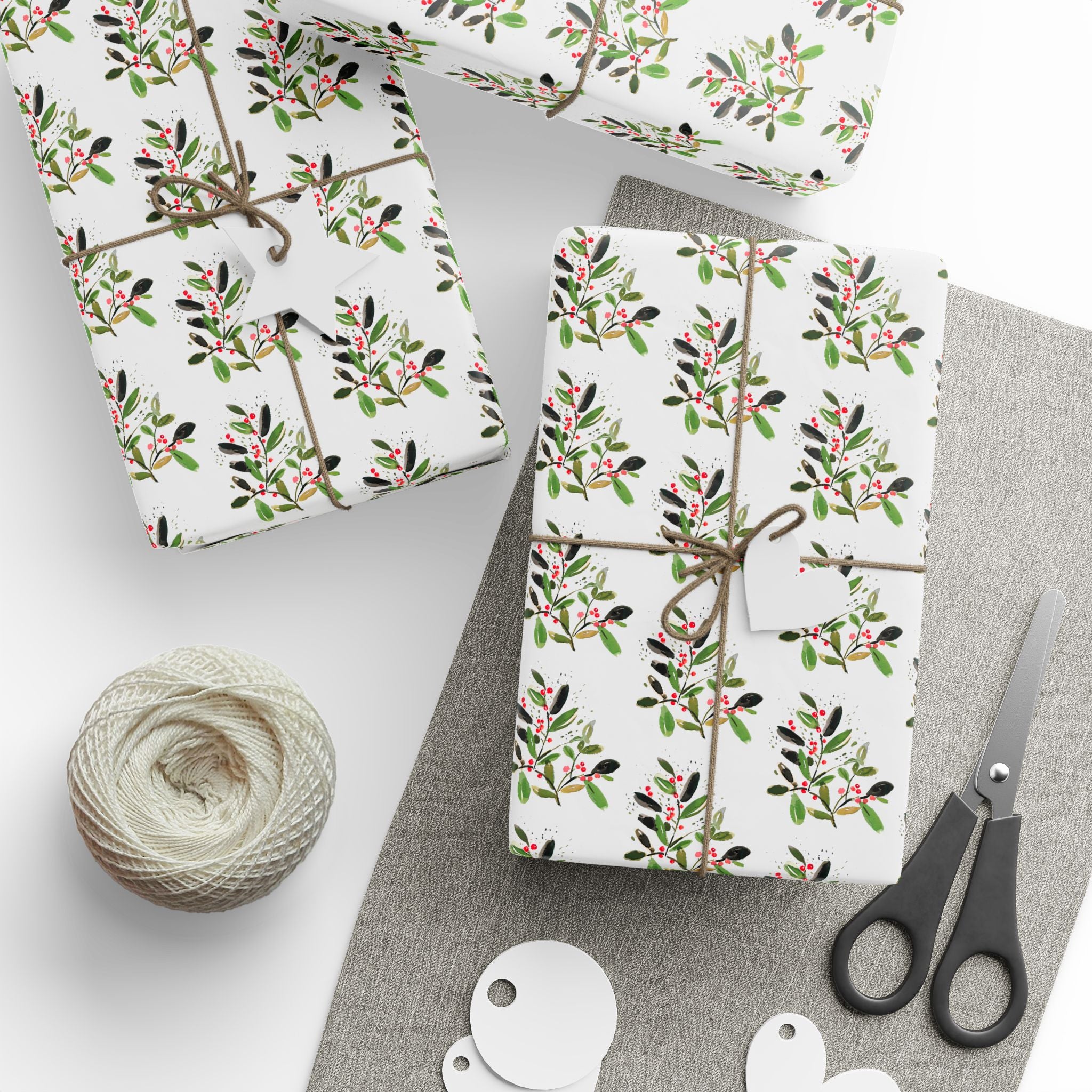 Watercolor Mistletoe Holiday Wrap