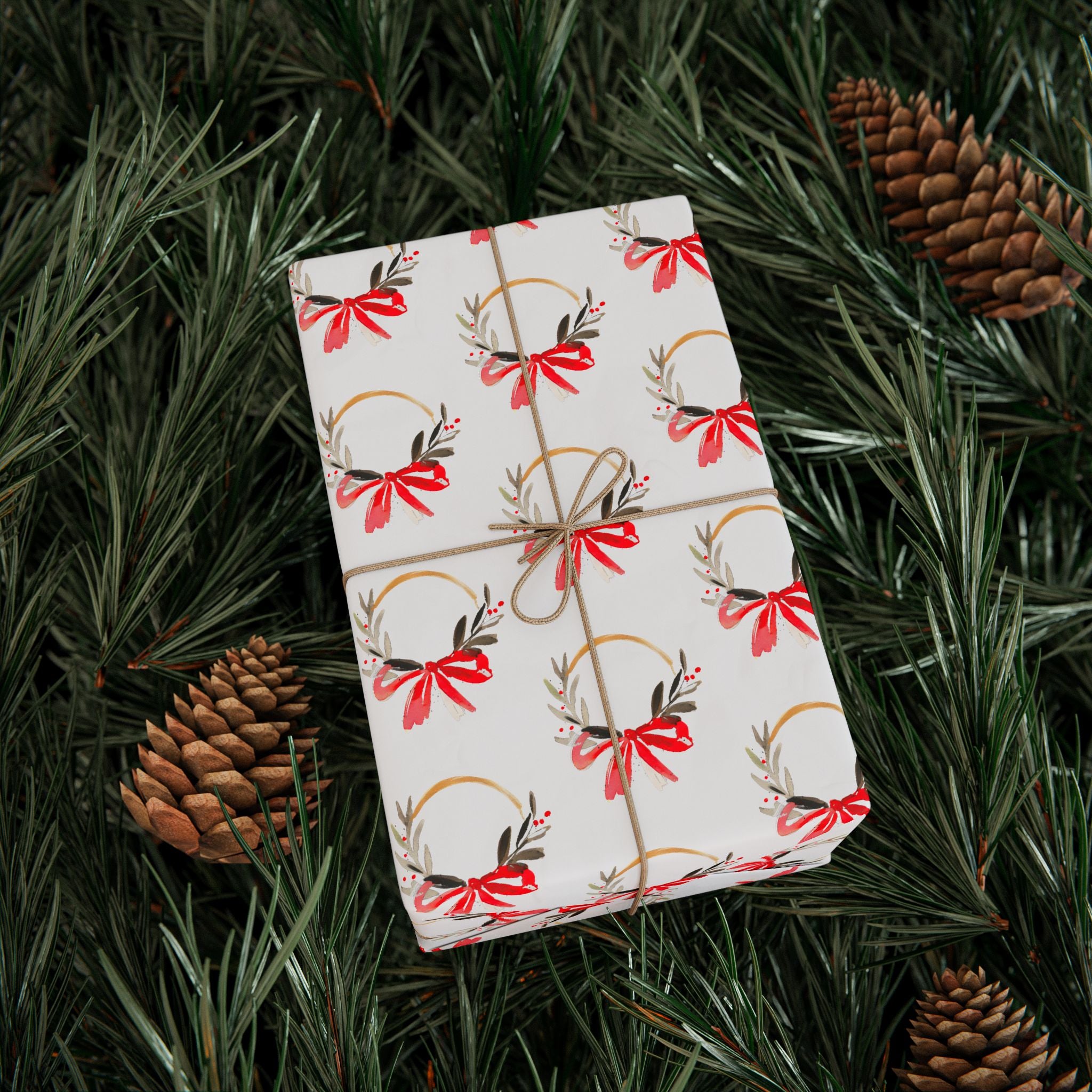 Watercolor Bow Holiday Wrap