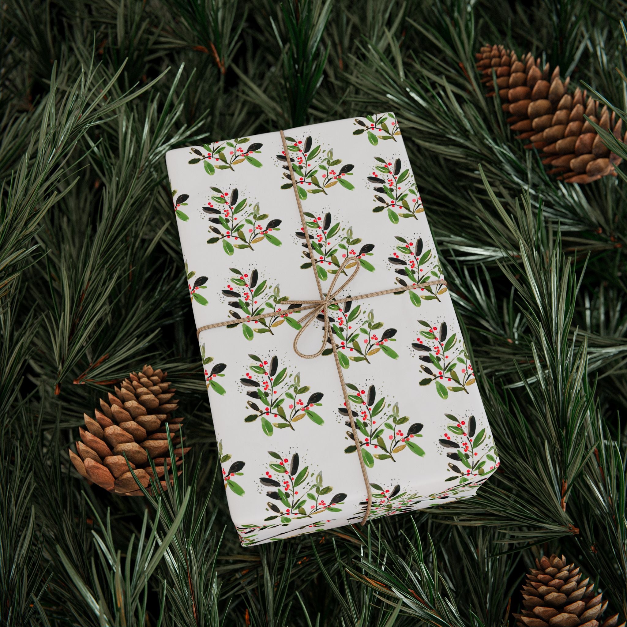 Watercolor Mistletoe Holiday Wrap