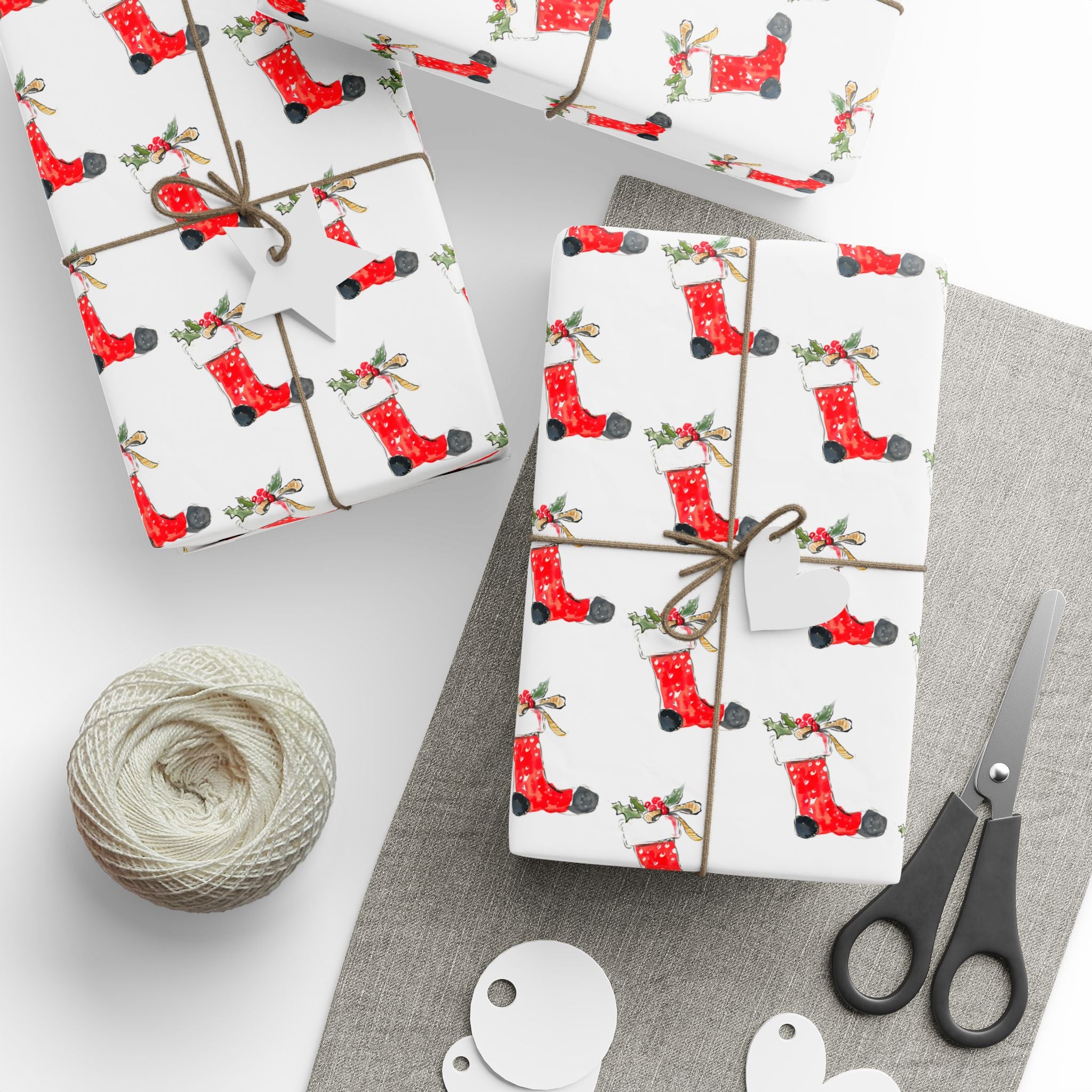 Watercolor Stocking Holiday Wrap