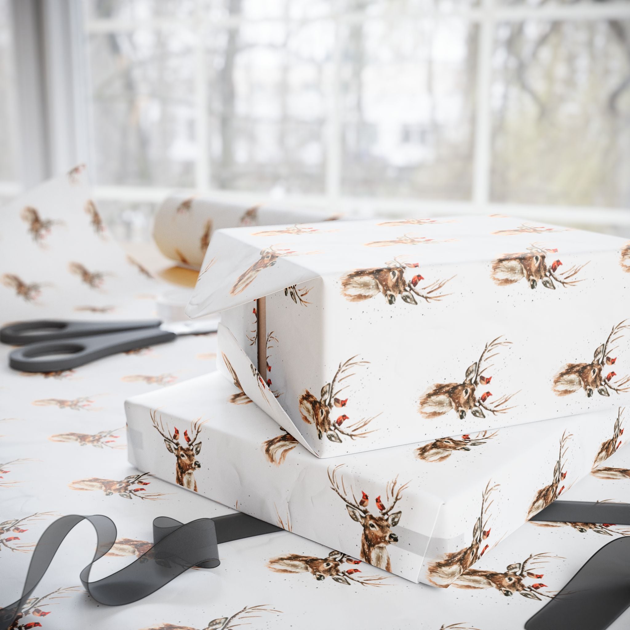 Deer & Cardinals Holiday Wrap