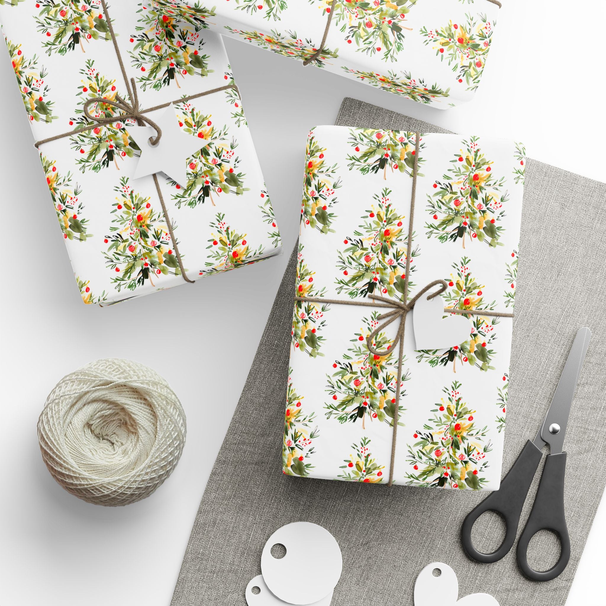 Watercolor Tree Holiday Wrap
