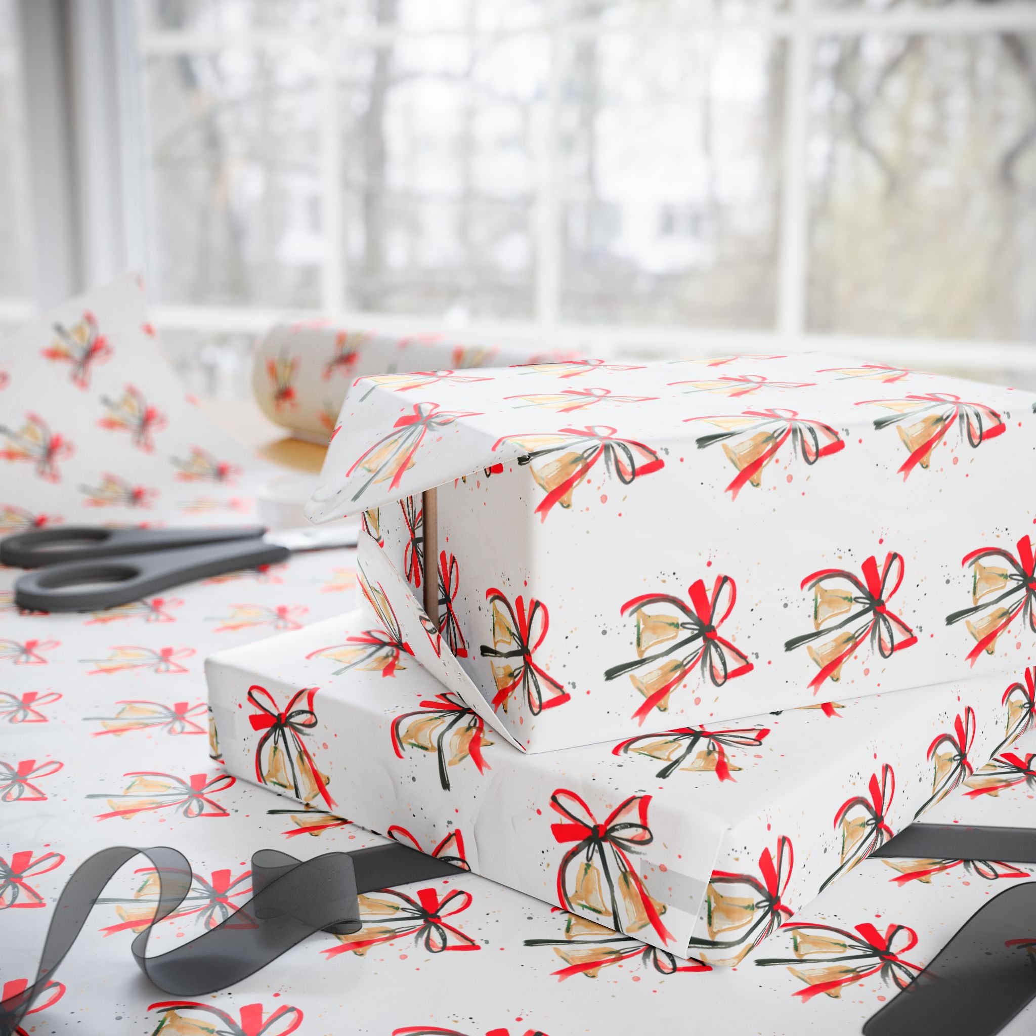 Watercolor Bells Holiday Wrap