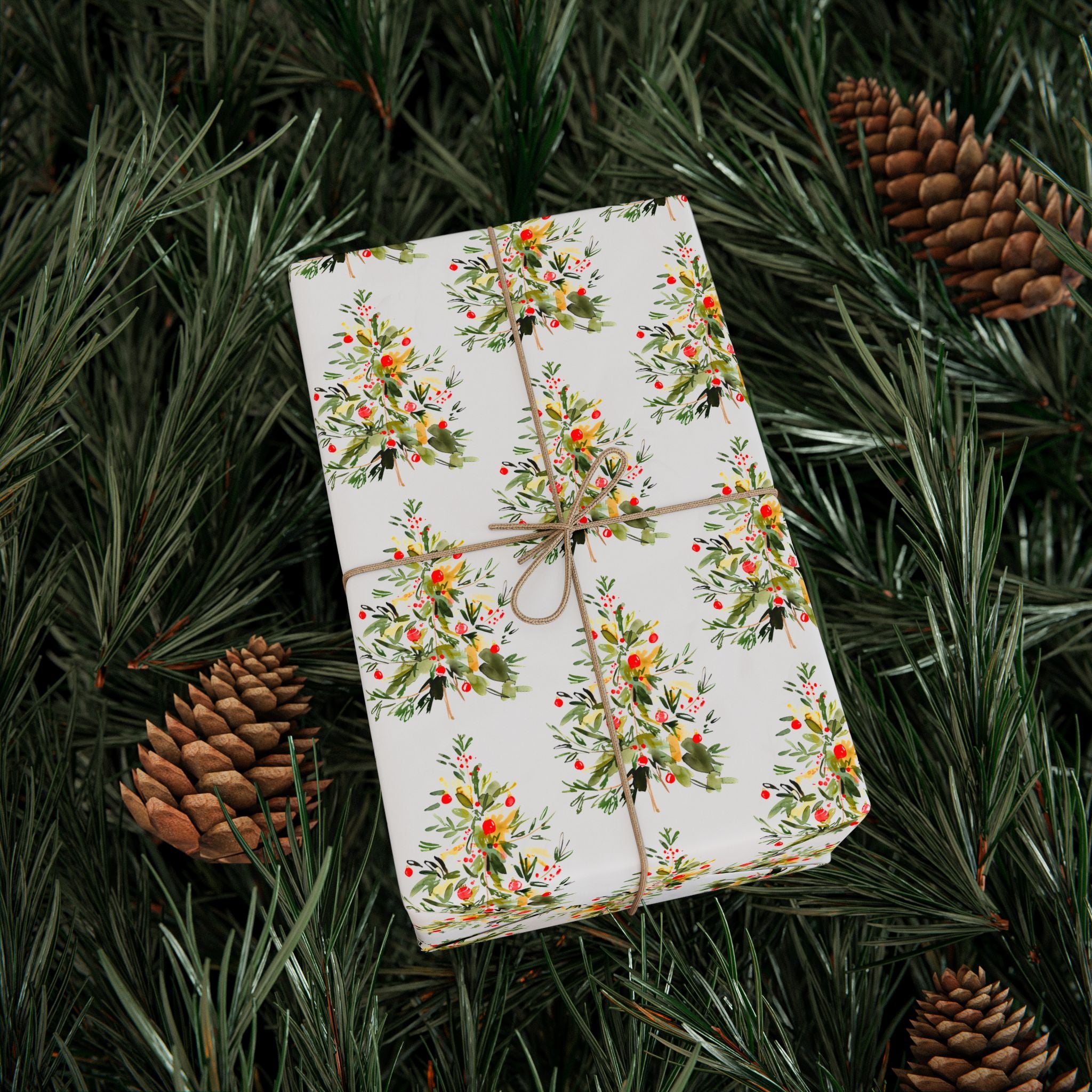 Watercolor Tree Holiday Wrap