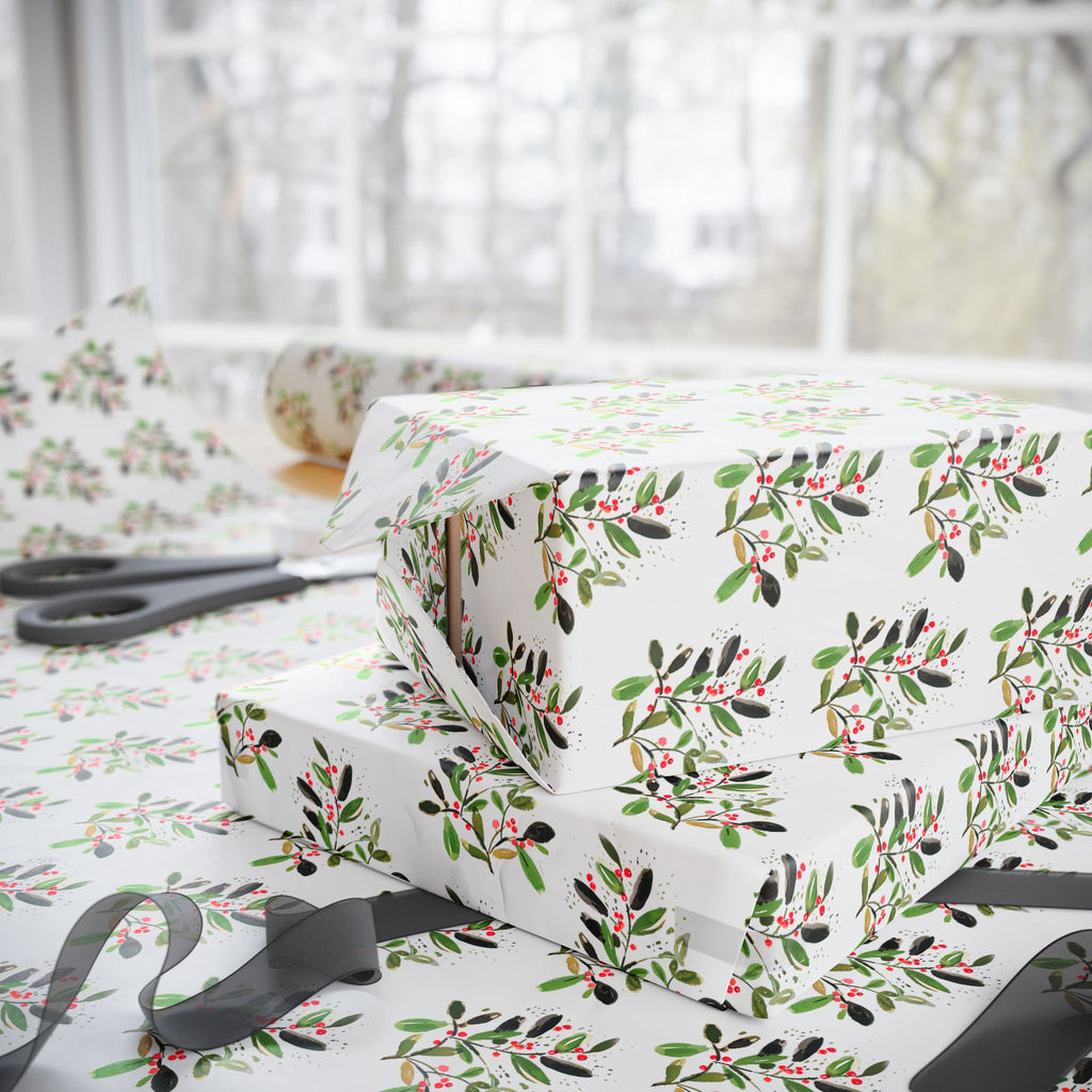 Watercolor Mistletoe Holiday Wrap