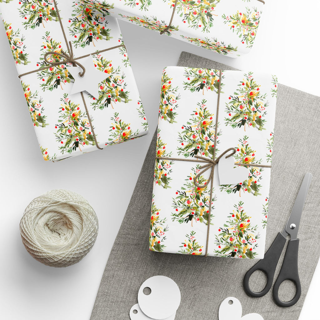 Watercolor Tree Holiday Wrap